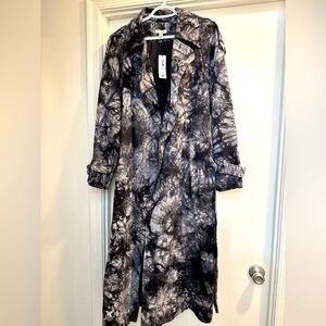 Brand new topshop trench coat. Black tie-dye.. cute